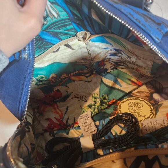 NWT Original by Sharif 1827 Blue Crocodile Print Satchel Bag w/ Strap - Picture 5 of 10